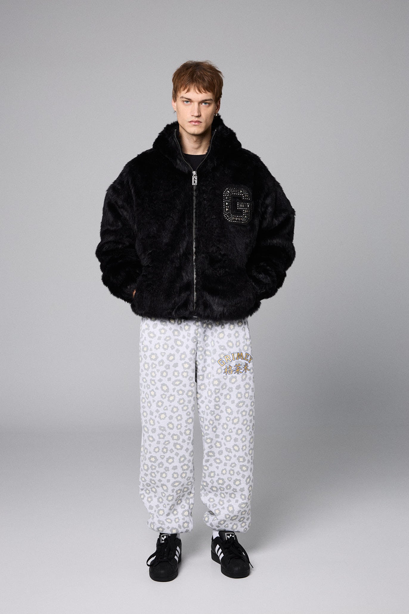 ROYAL PAW FAUX FUR HOODED JACKET BLACK