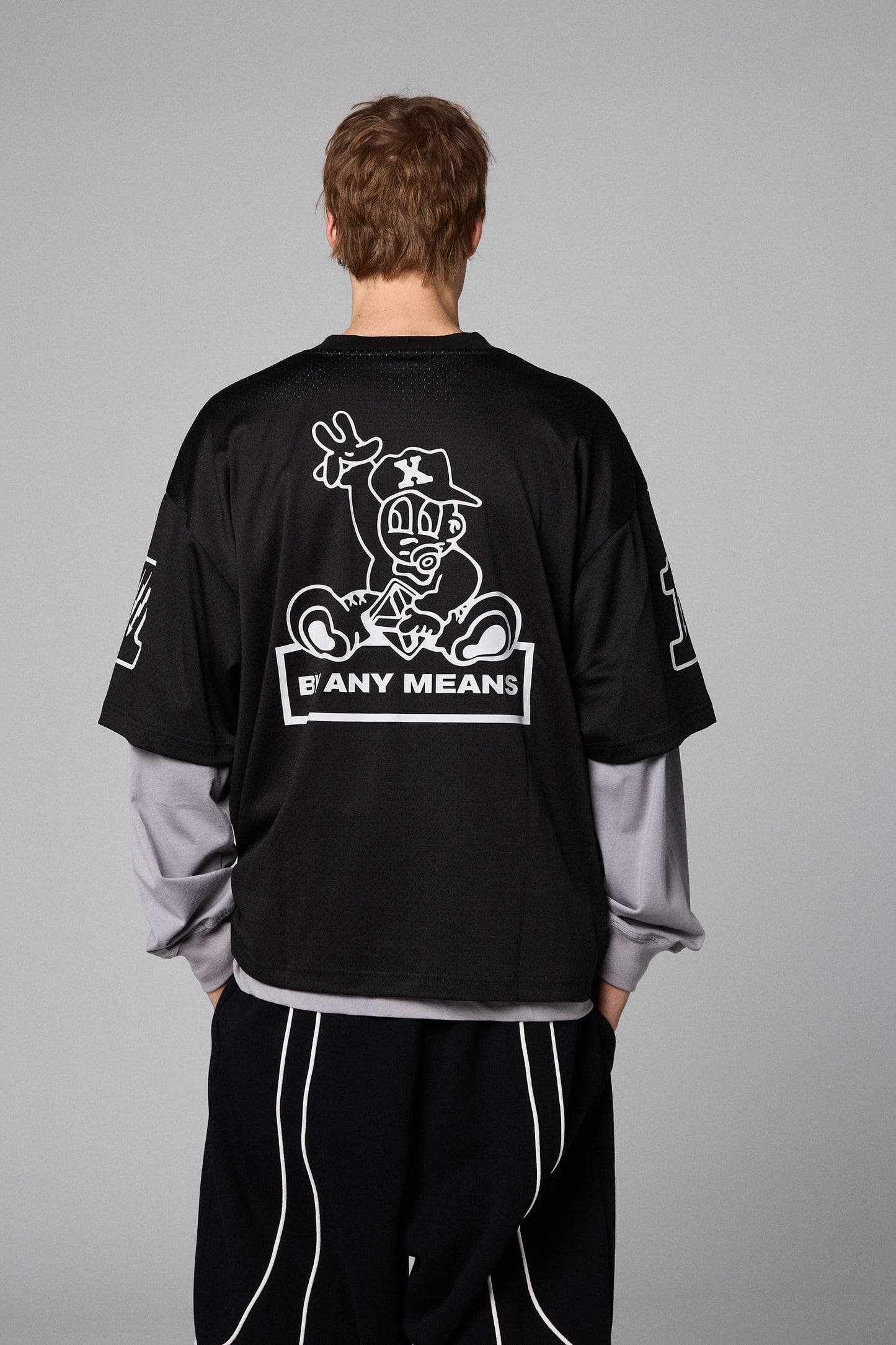 RACE WAR MESH LONG SLEEVE TEE BLACK