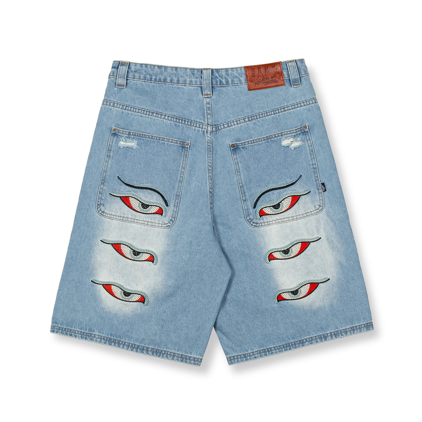 PEACE WITHIN BAGGY DENIM SHORTS WASHED LIGHT BLUE