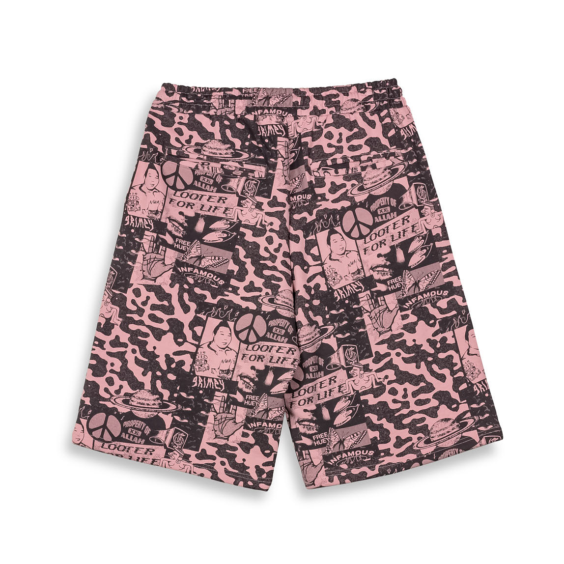 PEACE WITHIN ALL OVER PRINT BAGGY SWEATSHORTS LILAC