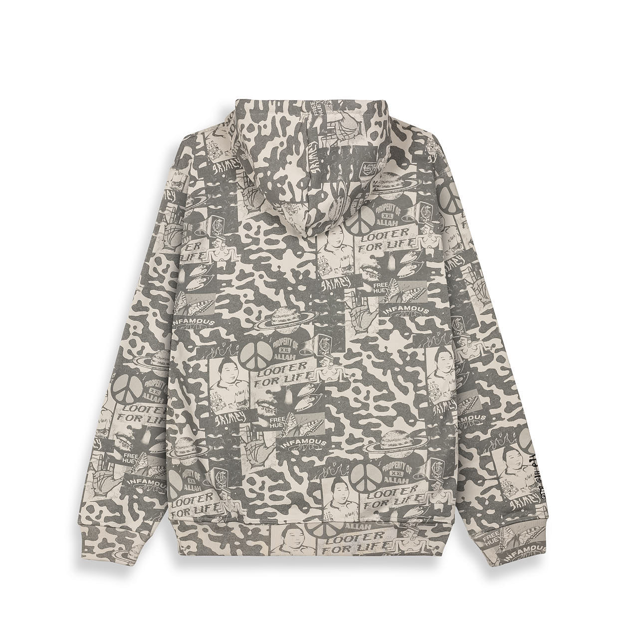 PEACE WITHIN ALL OVER PRINT REGULAR ZIPPER HOODIE LGREY