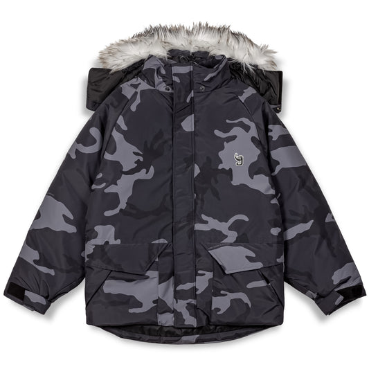 ALL OVER PRINT TUSKER TEMPLE PUFFER PARKA BLACK