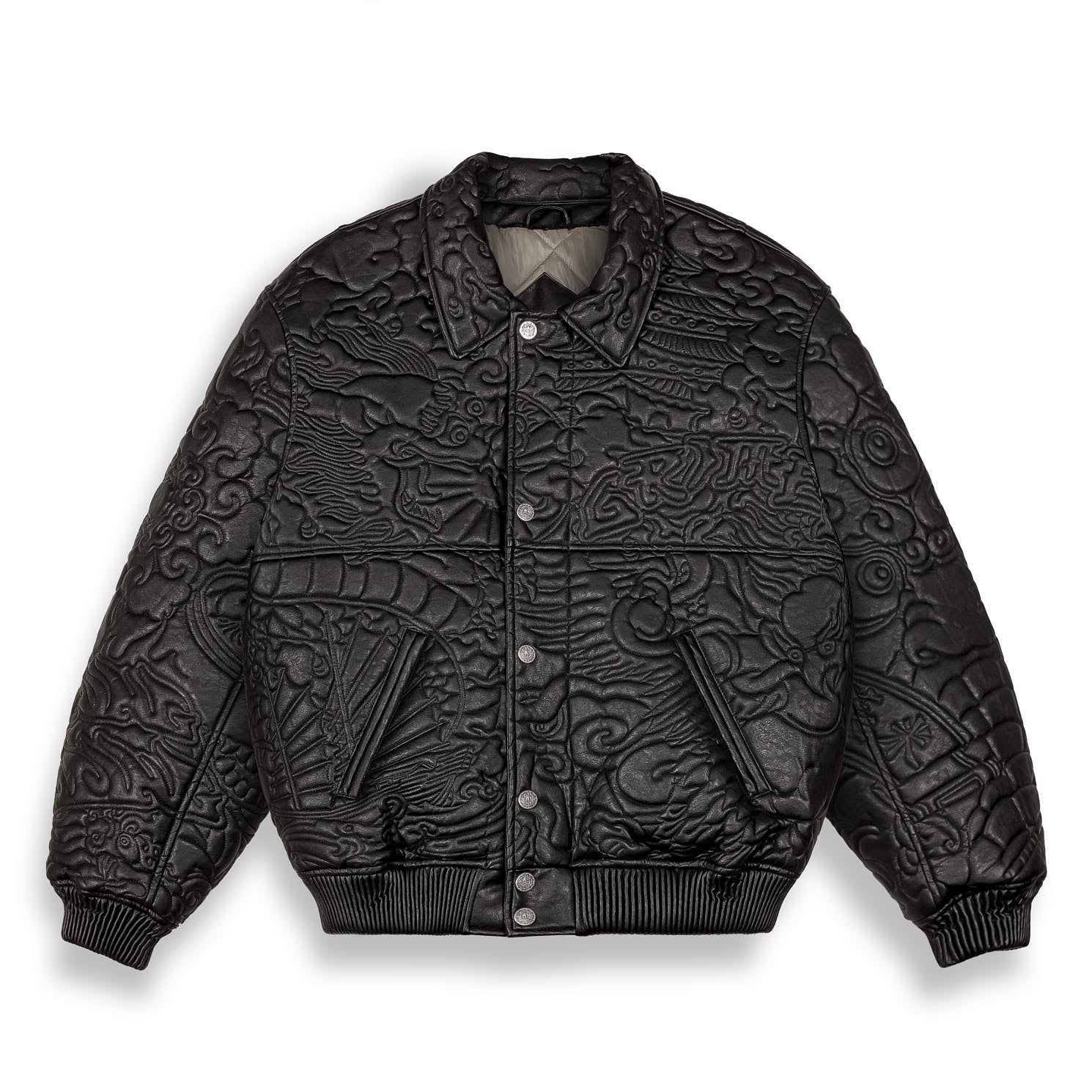 SAMPANS PU LEATHER JACKET BLACK – Grimey Store