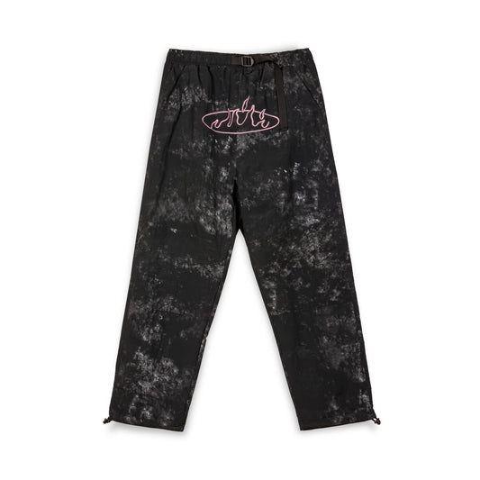MELTED STONE NYLON TIE AND DYE TRACK PANTS BLACK