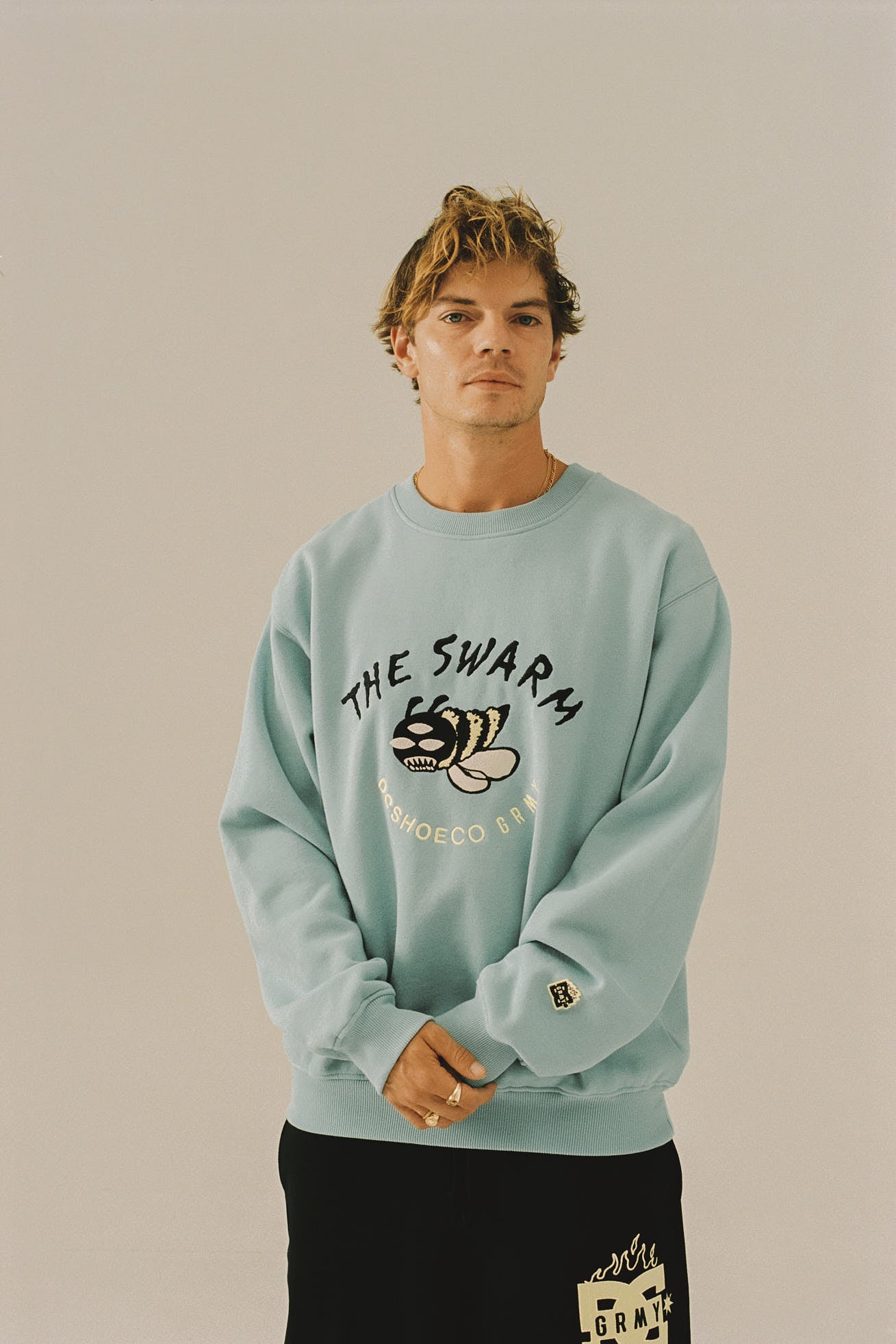 THE SWARM DC SHOES X GRIMEY VINTAGE CREWNECK BLUE