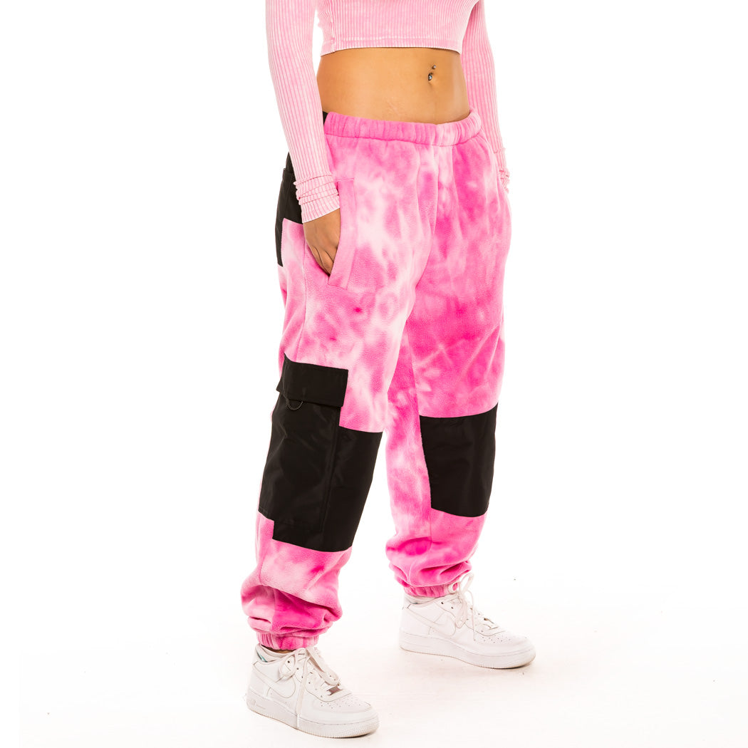 GRIMEY SPACE LADY GIRL POLAR FLEECE BLEACHED PANTS BLEACHED PINK