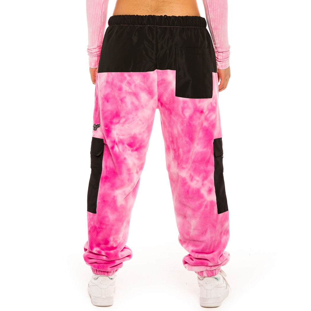 GRIMEY SPACE LADY GIRL POLAR FLEECE BLEACHED PANTS BLEACHED PINK