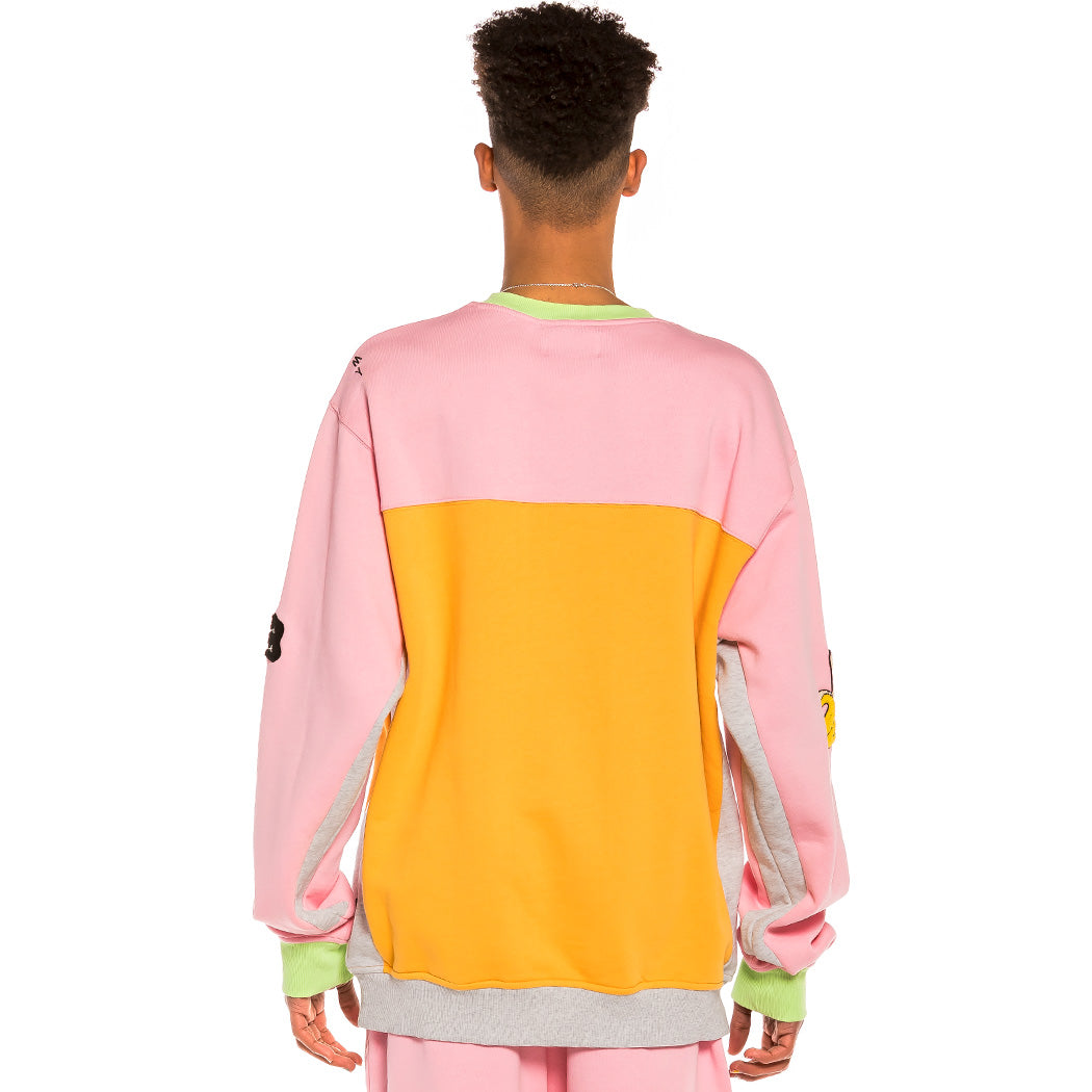 GRIMEY JUNGLE PUNCH BICOLOR CREWNECK PINK