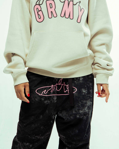 MELTED STONE NYLON TIE AND DYE TRACK PANTS BLACK