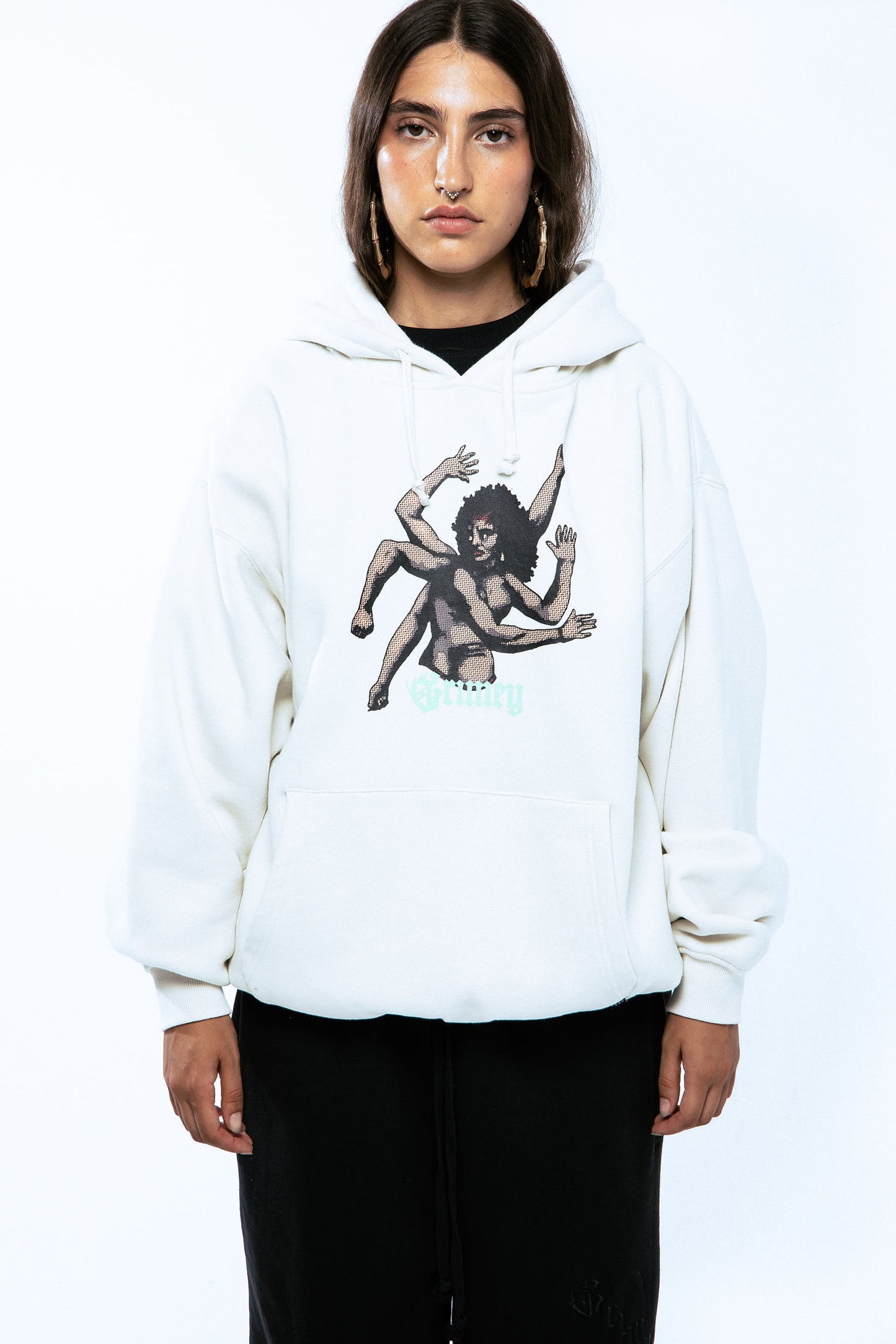 SAOIRSE DIVINE COUNCIL VINTAGE HOODIE OFF WHITE