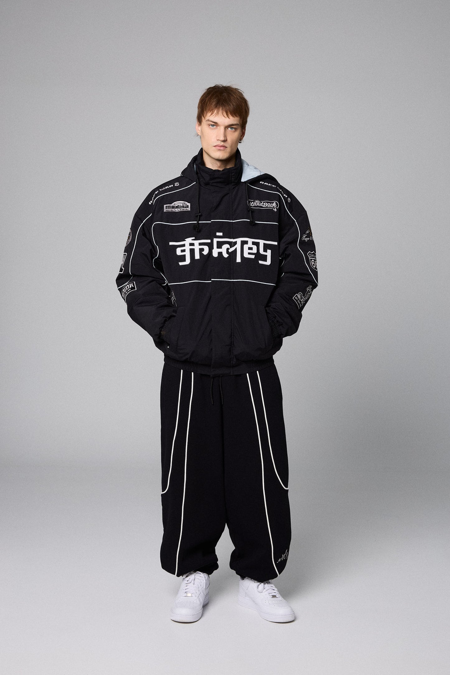 RACE WAR PULL OVER JACKET BLACK