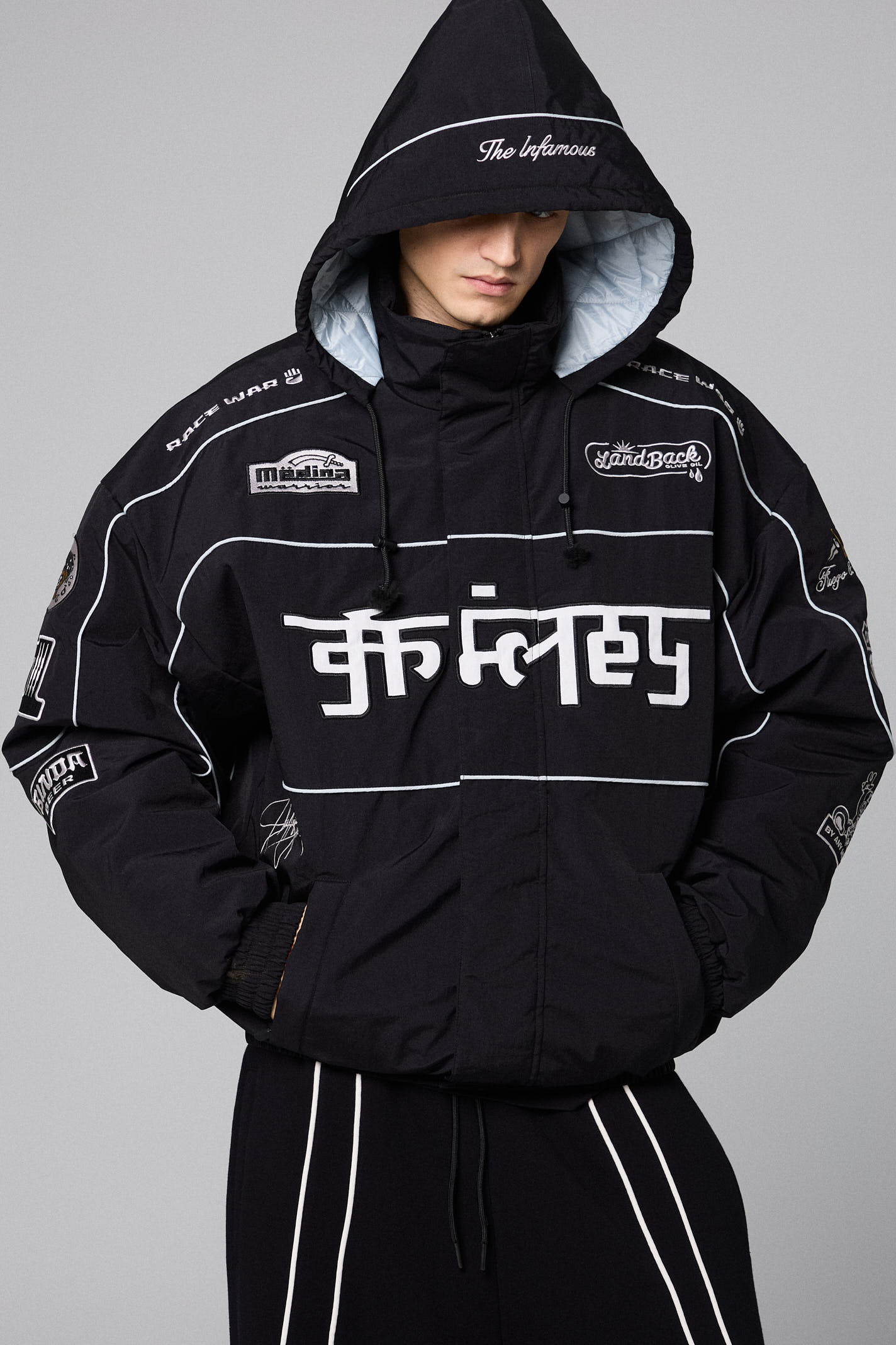 RACE WAR PULL OVER JACKET BLACK