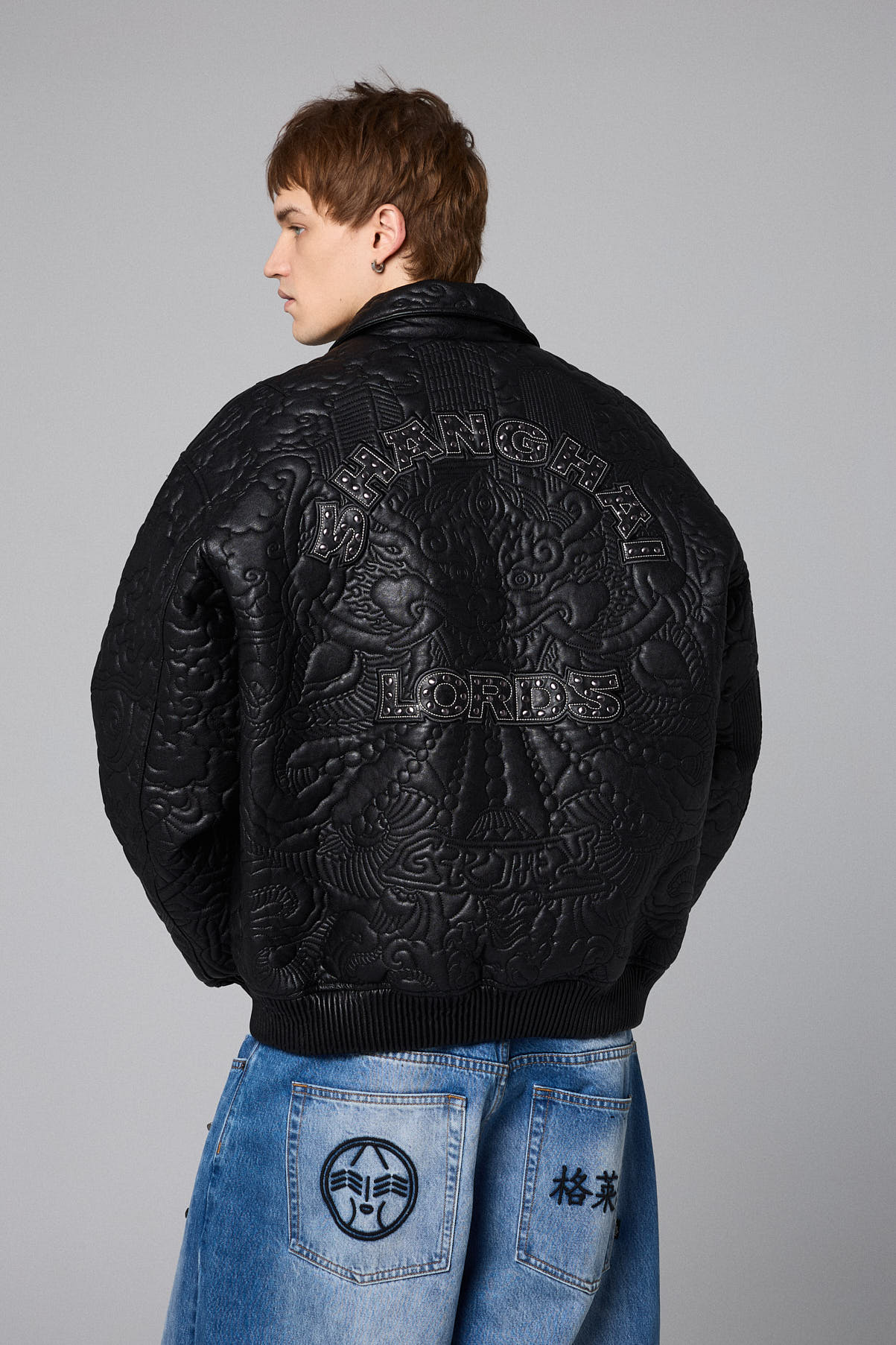 SAMPANS PU LEATHER JACKET BLACK