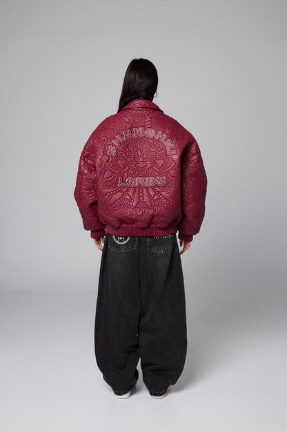 SAMPANS PU LEATHER JACKET WINE