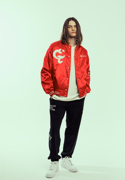 CAUSING PANIC SATIN JACKET RED