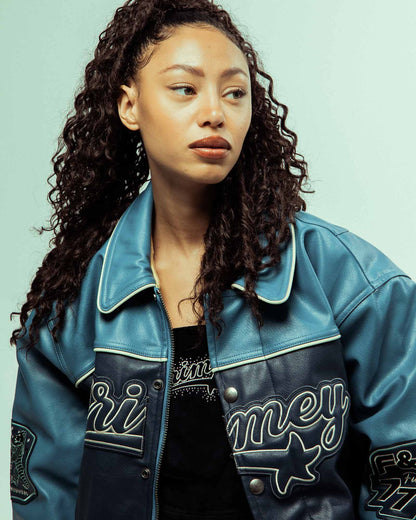 MADRID PU LEATHER JACKET NAVY