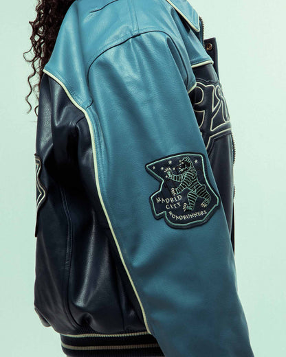 MADRID PU LEATHER JACKET NAVY