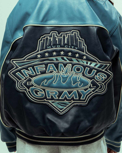 MADRID PU LEATHER JACKET NAVY