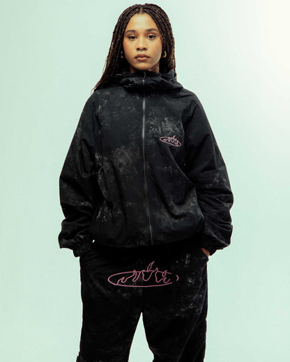 MELTED STONE TIE AND DYE VINTAGE TRACK JACKET BLACK