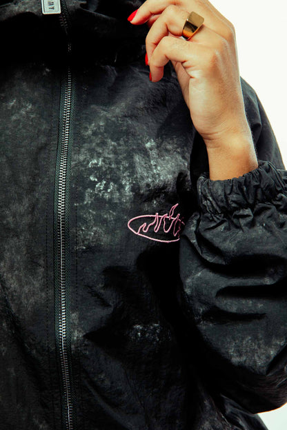 MELTED STONE TIE AND DYE VINTAGE TRACK JACKET BLACK