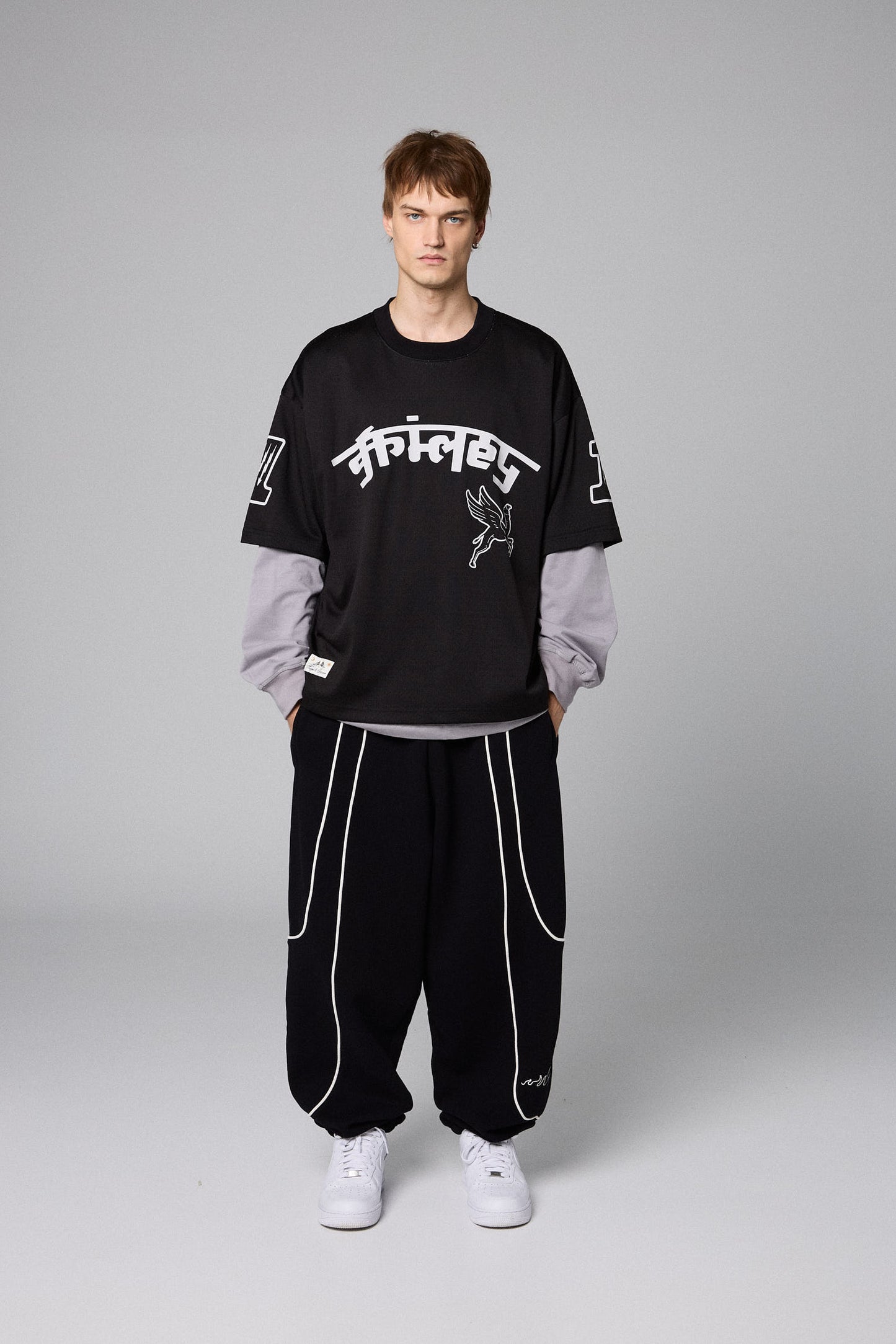 RACE WAR MESH LONG SLEEVE TEE BLACK