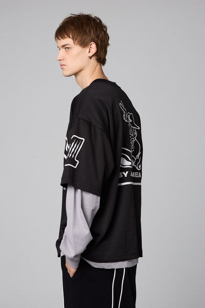 RACE WAR MESH LONG SLEEVE TEE BLACK