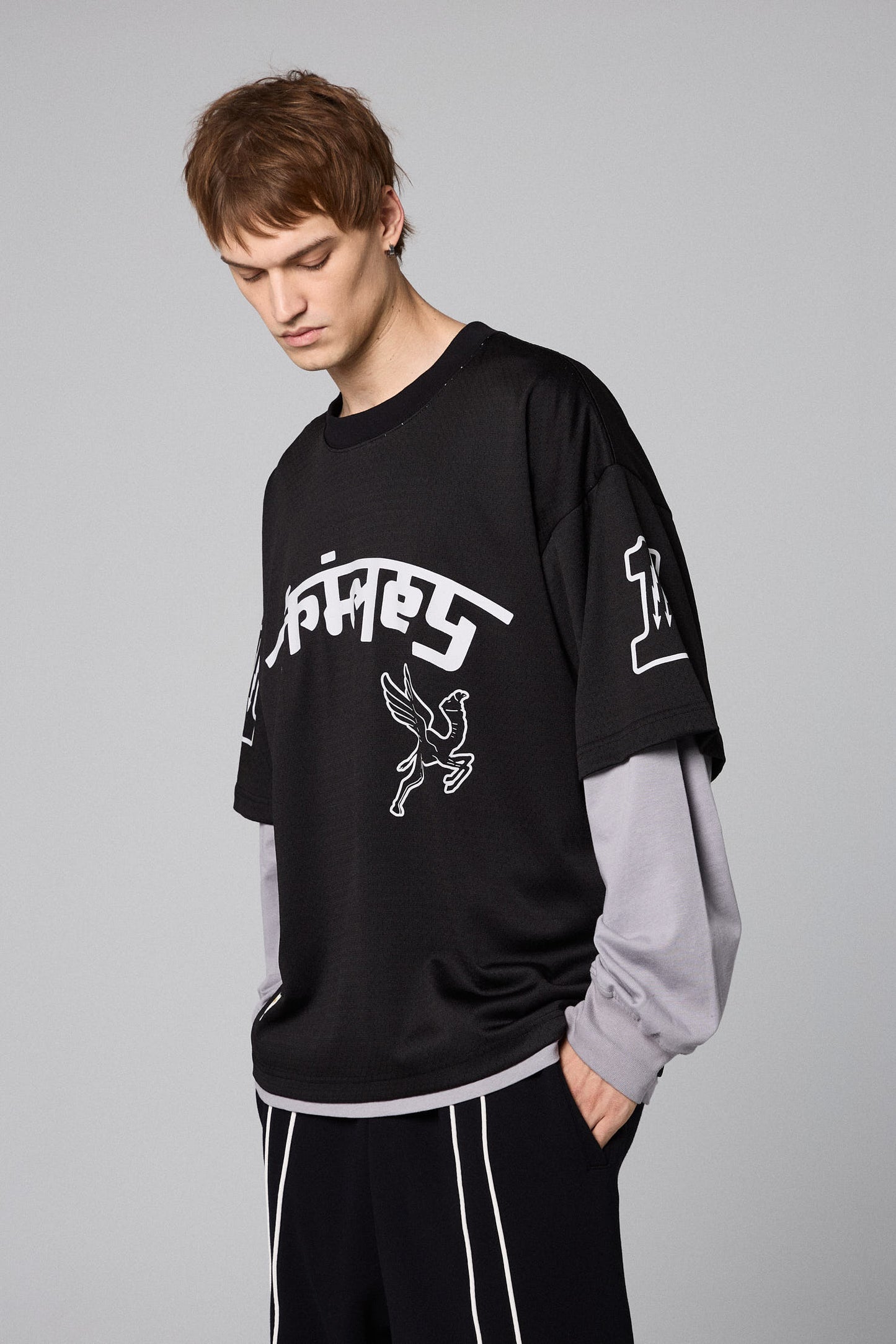 RACE WAR MESH LONG SLEEVE TEE BLACK