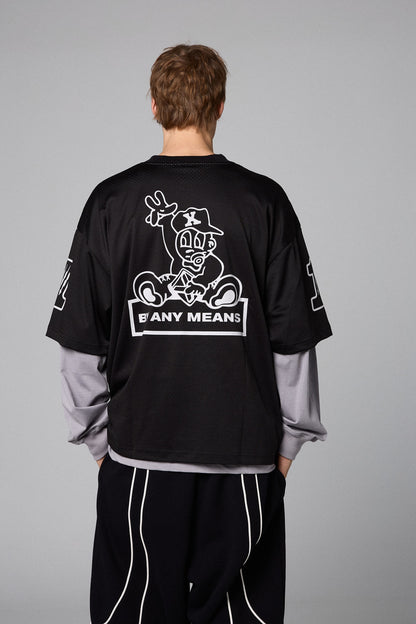 RACE WAR MESH LONG SLEEVE TEE BLACK