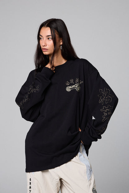 SAMPANS LONG SLEEVE TEE BLACK