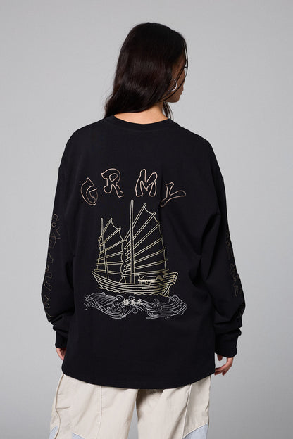SAMPANS LONG SLEEVE TEE BLACK