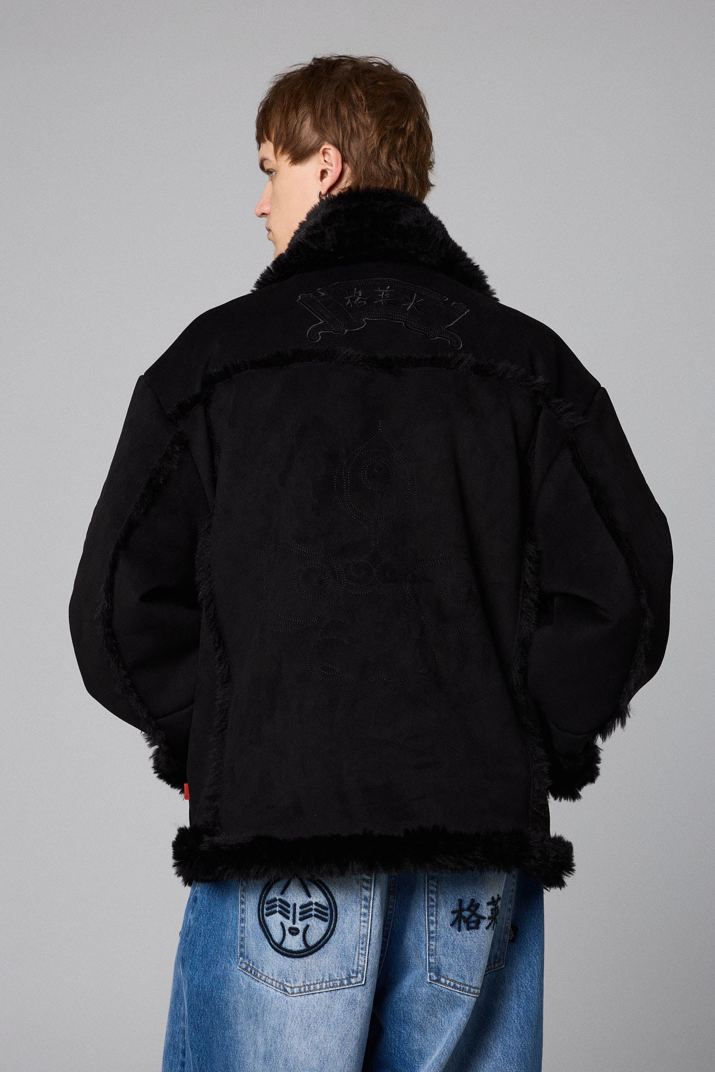 SAMPANS SUEDE SHERPA JACKET BLACK