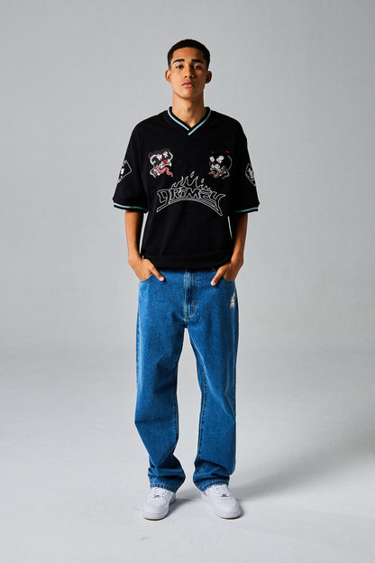 DEEPER V NECK OVERSIZE TEE BLACK