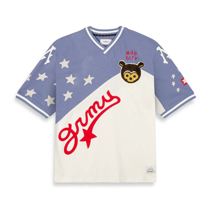 MUD'S THE RESIDENCE V NECK OVERSIZED TEE BLUE