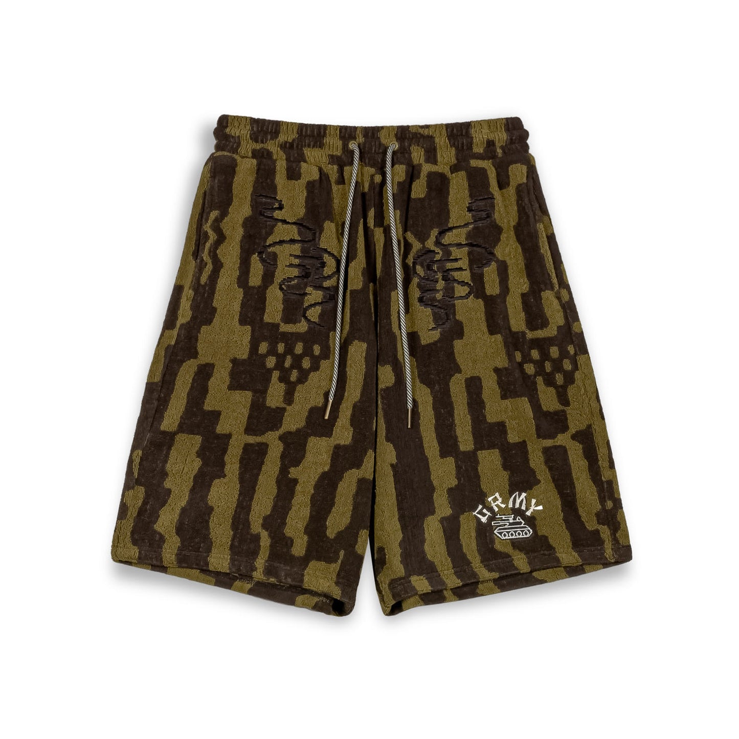 LUCKY DRAGON ALL OVER JACQUARD BAGGY SWEATSHORTS BLACK