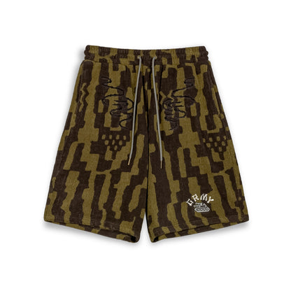 LUCKY DRAGON ALL OVER JACQUARD BAGGY SWEATSHORTS BLACK