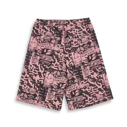 PEACE WITHIN ALL OVER PRINT BAGGY SWEATSHORTS LILAC