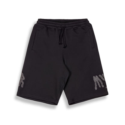 PEACE WITHIN RHINESTUDS BAGGY SWEATSHORTS BLACK