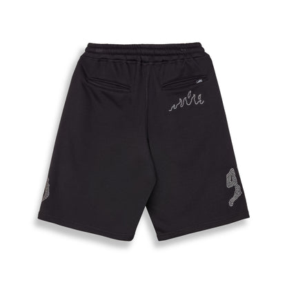 PEACE WITHIN RHINESTUDS BAGGY SWEATSHORTS BLACK