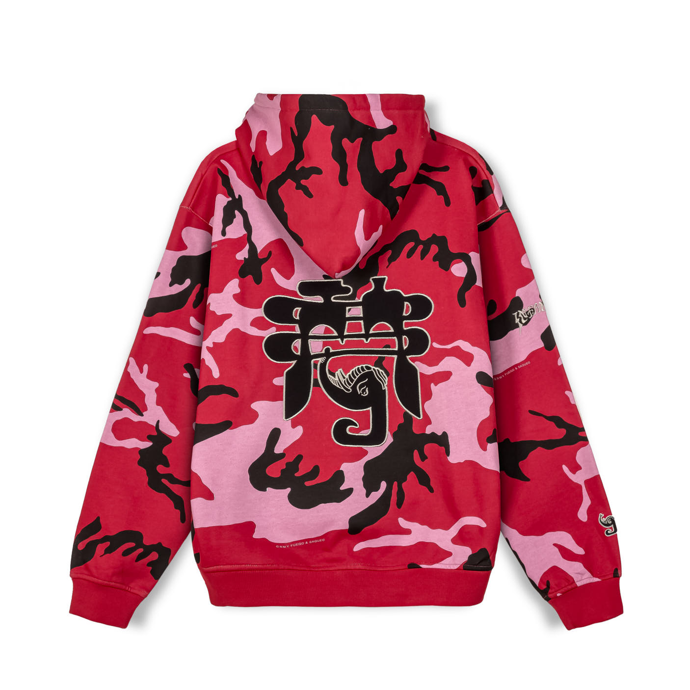 ALL OVER PRINT TUSKER TEMPLE VINTAGE HOODIE RED