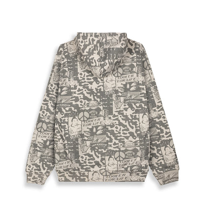 PEACE WITHIN ALL OVER PRINT REGULAR ZIPPER HOODIE LGREY