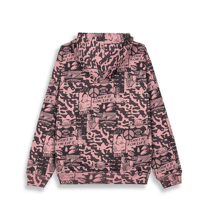 PEACE WITHIN ALL OVER PRINT REGULAR ZIPPER HOODIE LILAC