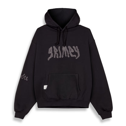 PEACE WITHIN RHINESTUDS BOXY HOODIE BLACK