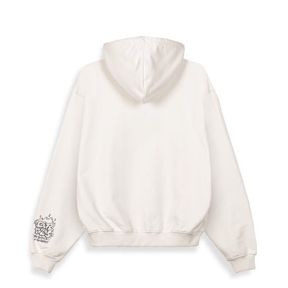 THE SHELTER WE BURN SO SWEET BOXY HOODIE OFF WHITE