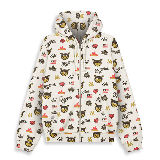 MUD'S THE RESIDENCE BEAR REGULAR ZIPPER HOODIE OFF WHITE