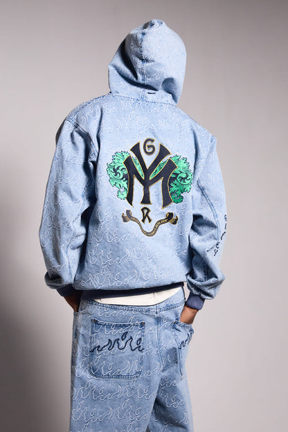 SWEET SCIENCE DENIM JACQUARD JACKET WASHED BLUE