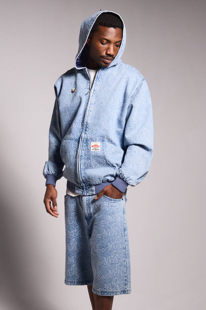 SWEET SCIENCE DENIM JACQUARD JACKET WASHED BLUE