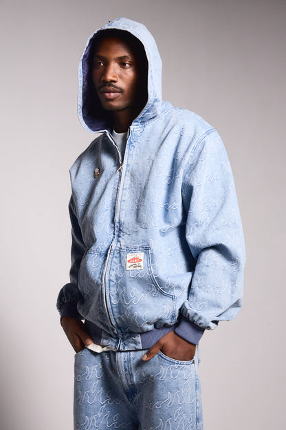 SWEET SCIENCE DENIM JACQUARD JACKET WASHED BLUE