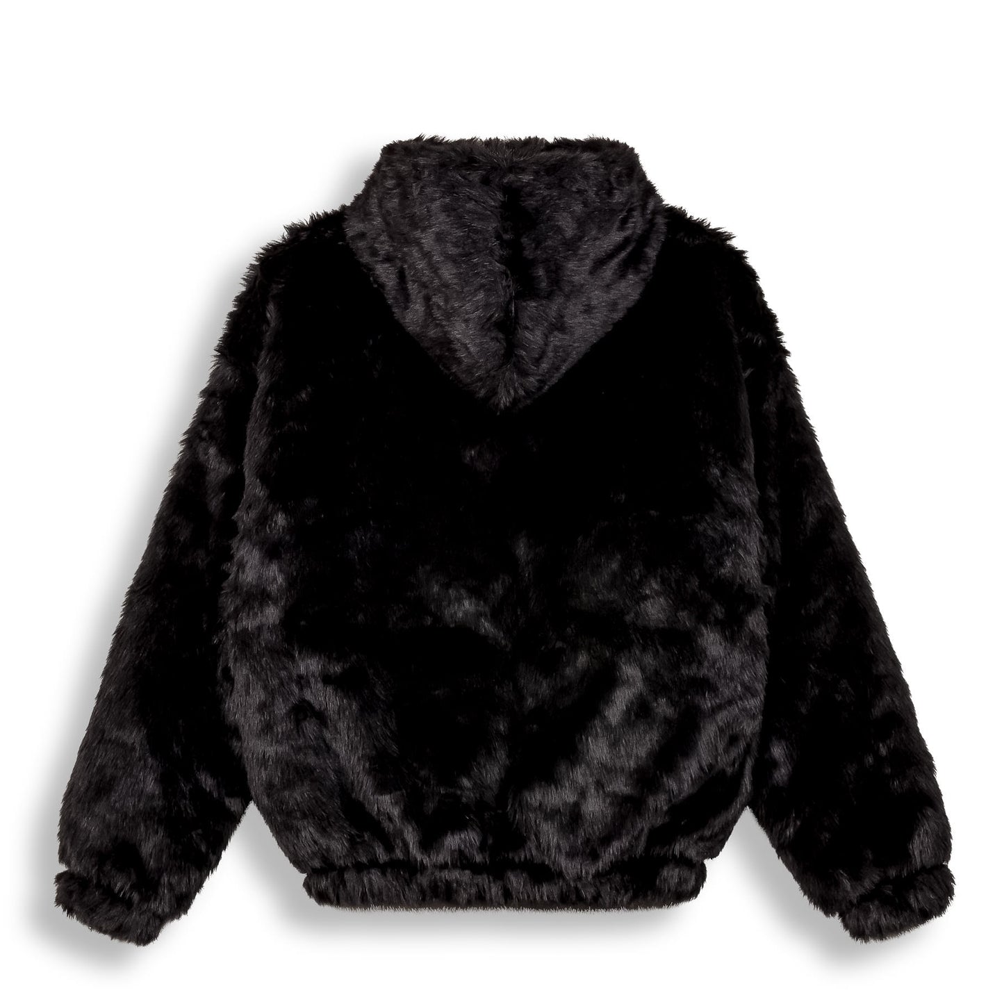 ROYAL PAW FAUX FUR HOODED JACKET BLACK