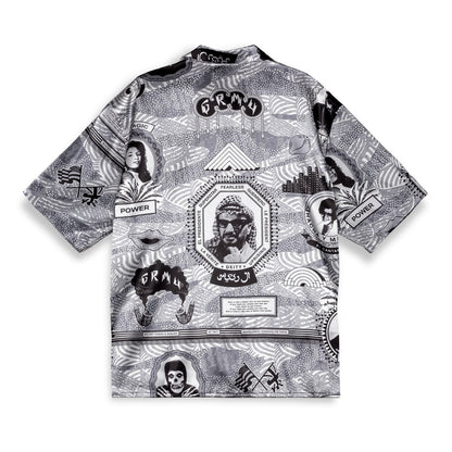 SUPASTAR SATIN BUTTON UP SHIRT BLACK