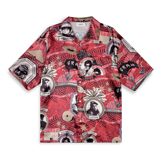 SUPASTAR SATIN BUTTON UP SHIRT RED